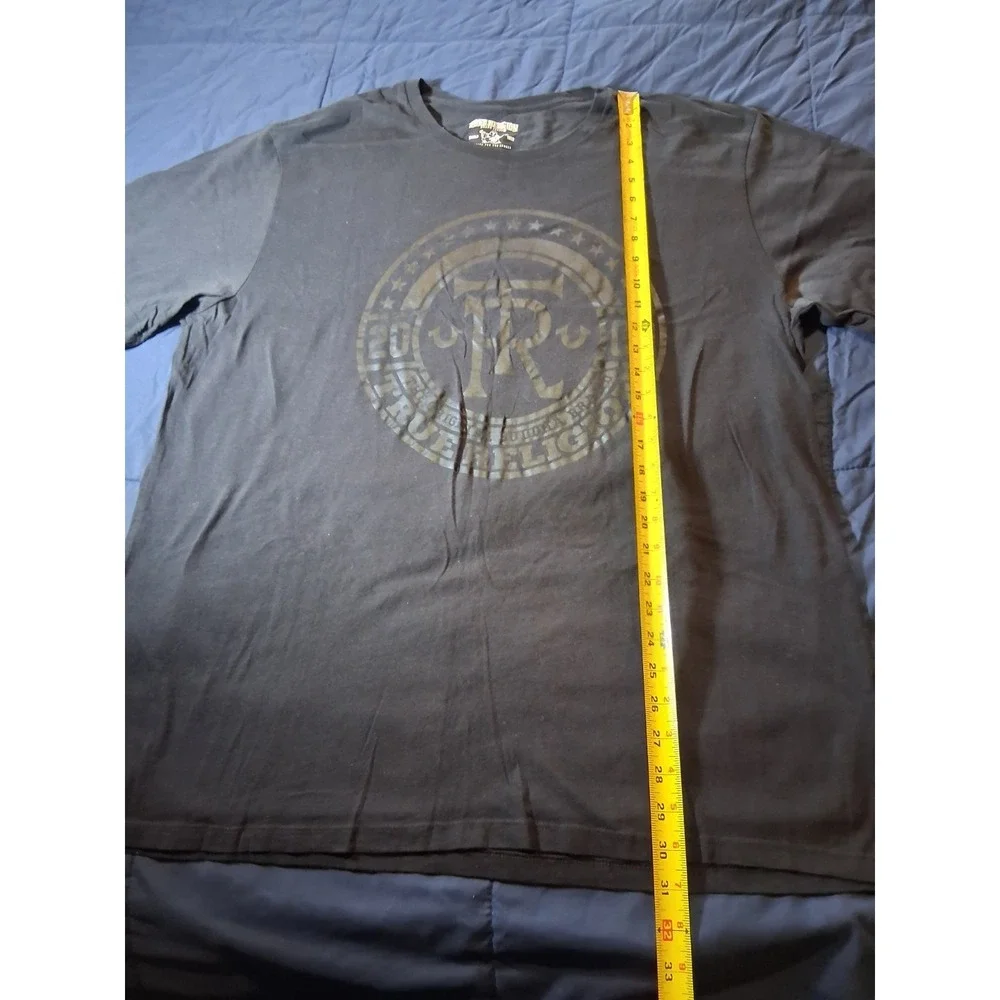 True Religion Men's 3XL Black Graphic Print Logo T-Shirt‎ Designer Jersey Cotton